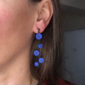 non-pierced ear clips, blue poppies clusters