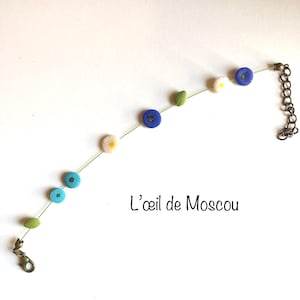spring and light bracelet, daisies and poppies (blue)