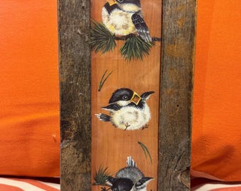 Erstflug Acrylgemälde von Heather Dodd 2002 Kohlmeise oder Kohlmeise - Babyvogel