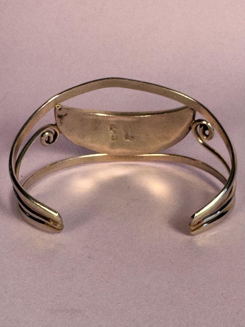 Alpaca Silver abalone shell bangle Hencho en Mexico vintage 1970s image 3