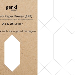 1x2 inch Elongated Hexagon - English Paper Piecing (EPP) instant download rintable A4 & US Letter PDF templates