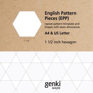 Moldes de hexágonos de 1 1/2 polegada para patchwork inglês (download digital) – PDFs nos formatos Carta (EUA) e A4