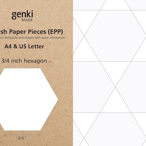 3/4 inch Hexagon - English Paper Piecing (EPP) instant download printable A4 & US Letter PDF templates