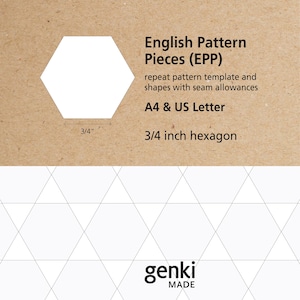 3/4 inch Hexagon - English Paper Piecing (EPP) instant download printable A4 & US Letter PDF templates