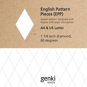 1 1/4 Zoll Raute 60 Grad - English Paper Piecing (EPP) sofort download druckbare A4 & US Letter PDF Vorlagen