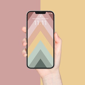 iPhone wallpaper bundle, 4 jpegs, chevron pattern, Chevron + 3 solid corresponding colours, home screen, lock screen, phone background