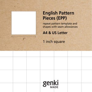 Plantillas EPP cuadradas de 1 pulgada – Patrón de patchwork inglés (descarga digital) – PDF tamaño carta estadounidense y A4