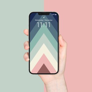 iPhone Hintergrundbild, 4 JPEGs, Chevron-Muster, Chevron + 3 passende Farben, Home Screen, Sperrbildschirm, Smartphone Hintergrund