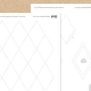 2 Inch Diamond Pattern 2 Inch 60 Degree Diamond EPP Templates – English Paper Piecing Pattern ...