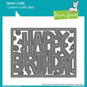 May include: A die-cut metal stencil for crafting, featuring the words "HAPPY BIRTHDAY" in a bold, outlined font. The stencil is designed for use with a die-cutting machine.