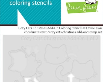 Lawn Fawn - cozy cats christmas add-on coloring stencils - lawn cuts