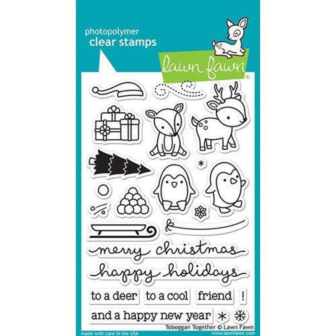 Lawn Fawn - Clear Photopolymer Stamps - Toboggan Together - Etsy