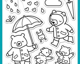 Lawn Fawn - Clear photopolymer Stamps - Beary Rainy Day