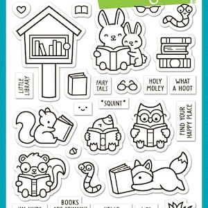 Lawn Fawn - petite bibliothèque des bois - jeu d'estampes transparents
