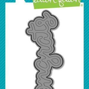 May include: A gray metal die cut in the shape of the word "Congrats" with a black outline. The die cut is from Lawn Fawn, a custom craft dies company. The image also includes a logo of a deer and the text "lawn cuts" and "custom craft dies".