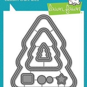 Lawn Fawn - Pelouse coupée - Matrices de découpe - Extérieur à piqûres - Arbre de Noël empilable