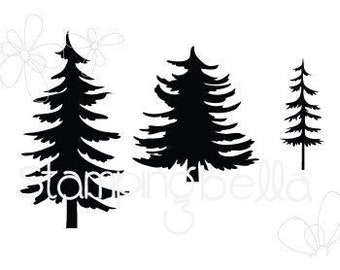 Stampingbella-Christmas Tree Silhouettes- RUBBER STAMPS