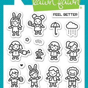 Lawn Fawn - 透明フォトポリマースタンプ - Tiny Spring Friends