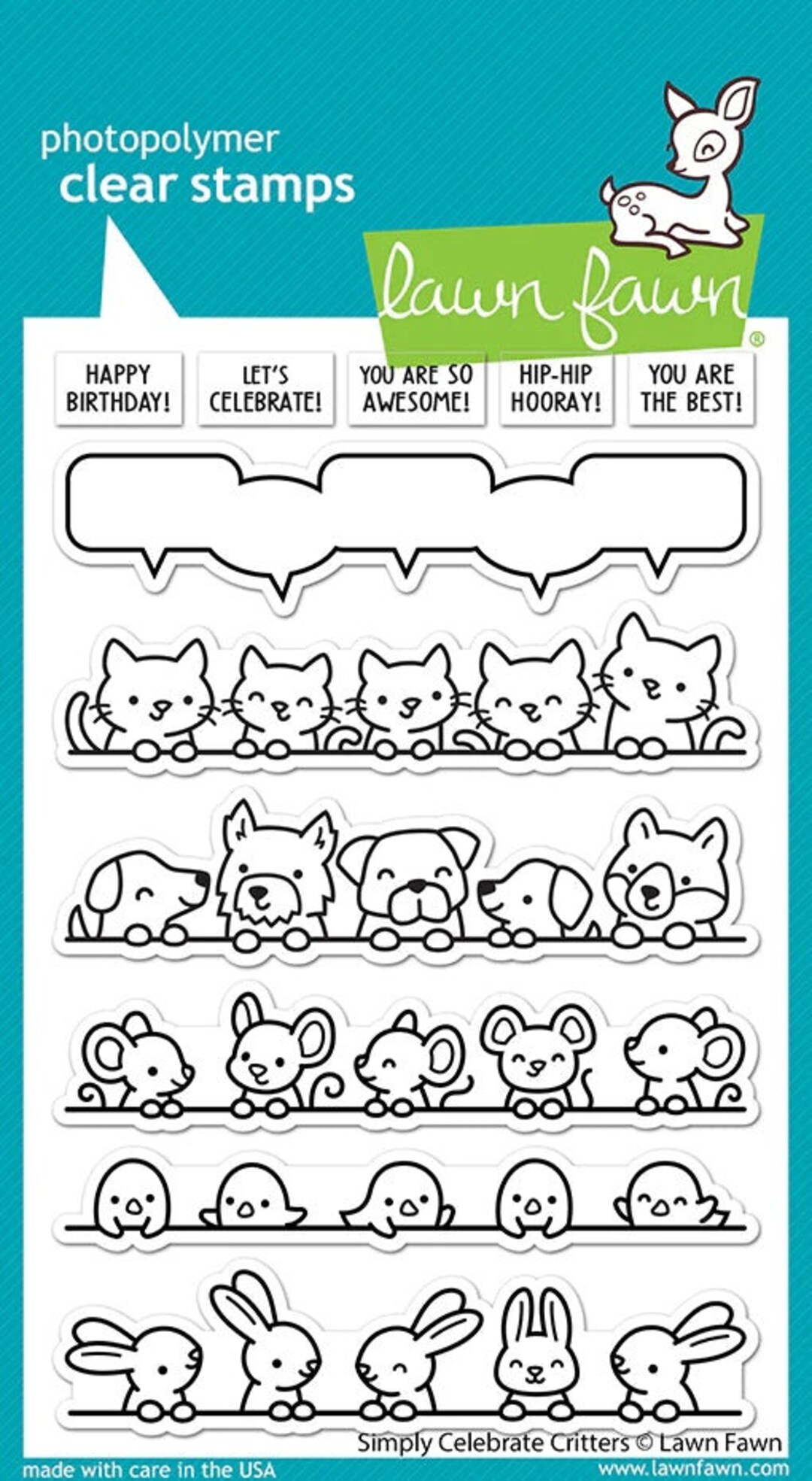 Lawn Fawn - Simply Celebrate Critters - Clear Stamp Set - Etsy