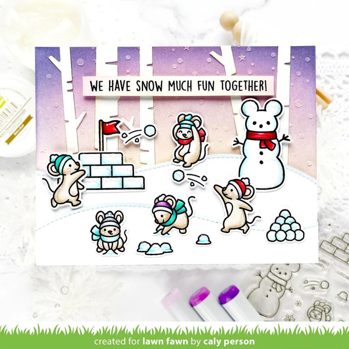 Lawn Fawn - Snowball Fight - Clear Stamp Set - Etsy