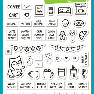 Lawn Fawn - トリートカートアドオン：コーヒー - クリアスタンプセット