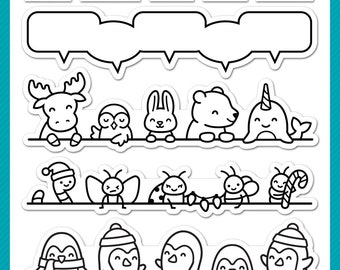 Lawn Fawn - simply celebrate winter critters - clear stamp set