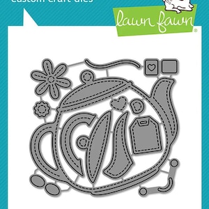 Lawn Fawn - stitched teapot - lawn cuts