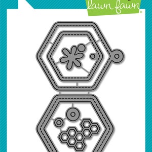 Lawn Fawn - honeycomb shaker gift tag - lawn cuts