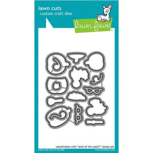 Könnte beinhalten: Lawn Fawn Lawn Cuts Stanzschablonen-Set zum Basteln. Das Set enthält 14 Stanzschablonen in verschiedenen Formen, darunter ein Kürbis, eine Wolke, eine Maske und ein Blatt. Die Stanzschablonen sind aus Metall und für die Verwendung mit einer Stanzmaschine konzipiert.
