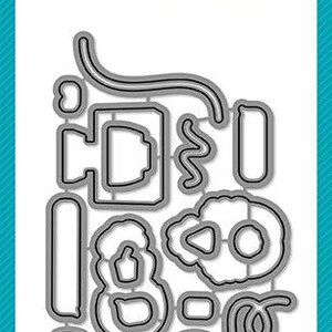May include: Lawn Fawn Lawn Cuts die set for crafting. The set includes a variety of shapes, including a phone, a cloud, a speech bubble, and a swirl. The dies are made of metal and are designed to be used with a die-cutting machine.