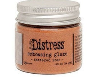 Tim Holtz Distress-reliëfroos met geglazuurde rafels