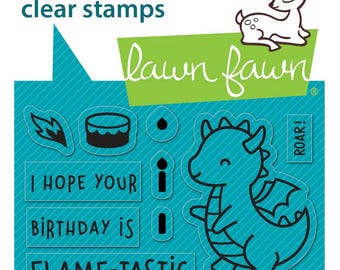 Lawn Fawn-Clear Stamps-little dragon flip-flop