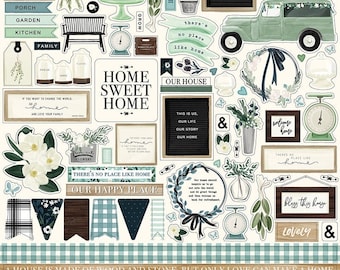 Carta Bella Papier - Home Back Kollektion - 12 x 12 Karton Aufkleber - Elemente