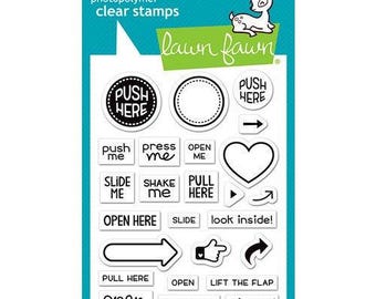 Lawn Fawn - Clear Acrylic Stamps - Push Here