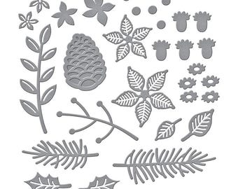 Spellbinders-Christmas Blooms Etched Dies from the Tis the Season Collection-Die Set