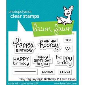 Lawn Fawn - Clear Photopolymer Stamps - Tiny Tag Sayings - Birthday