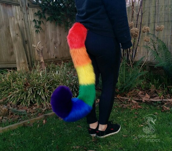 Rainbow Domestic Cat Costume Tail Etsy
