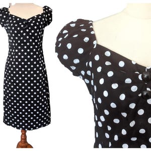 COLLECTIF UK~Black & White Polka Dot Spot DRESS *Retro Rockabilly Pin Up 1950s Rock n Roll*