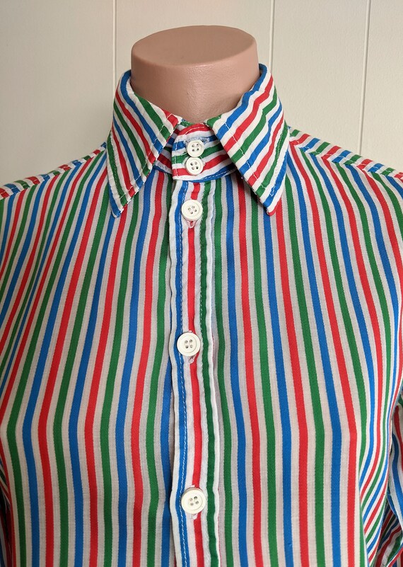 MR JOHN @ MERIVALE~1970s Candy Stripe Shirt~Origin