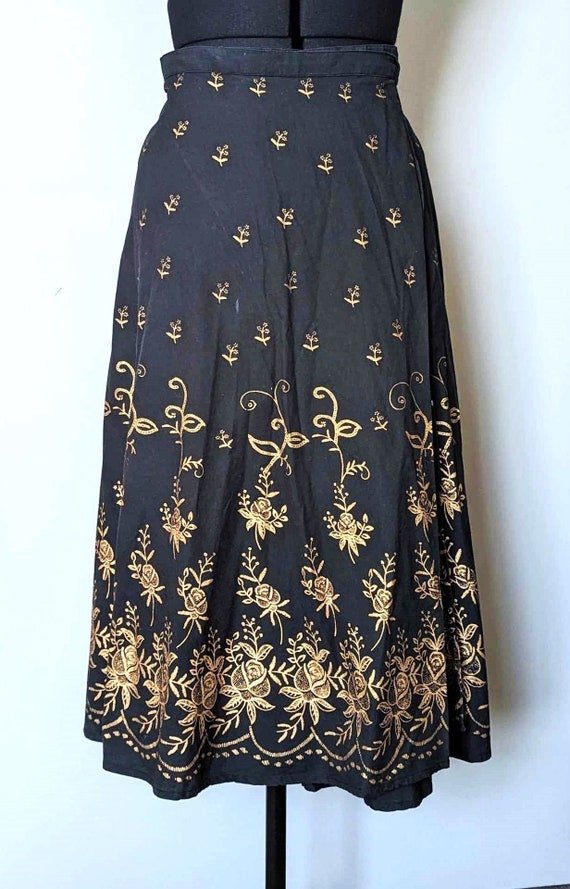 Vintage BLACK WRAP SKIRT *Made in India* 100% Cot… - image 4