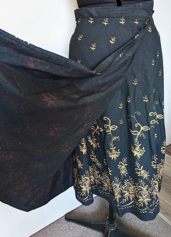 Vintage BLACK WRAP SKIRT *Made in India* 100% Cot… - image 3