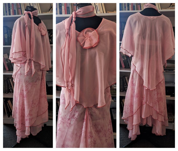 70s MERIVALE MAXI DRESS~Floaty Ethereal Pink Multi