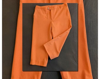 Vintage CAPRIS / PEDAL PUSHERS ~ Retro Orange Apricot Capri Pants with Side Pockets *retro rockabilly pin up 50s 60s 70s*