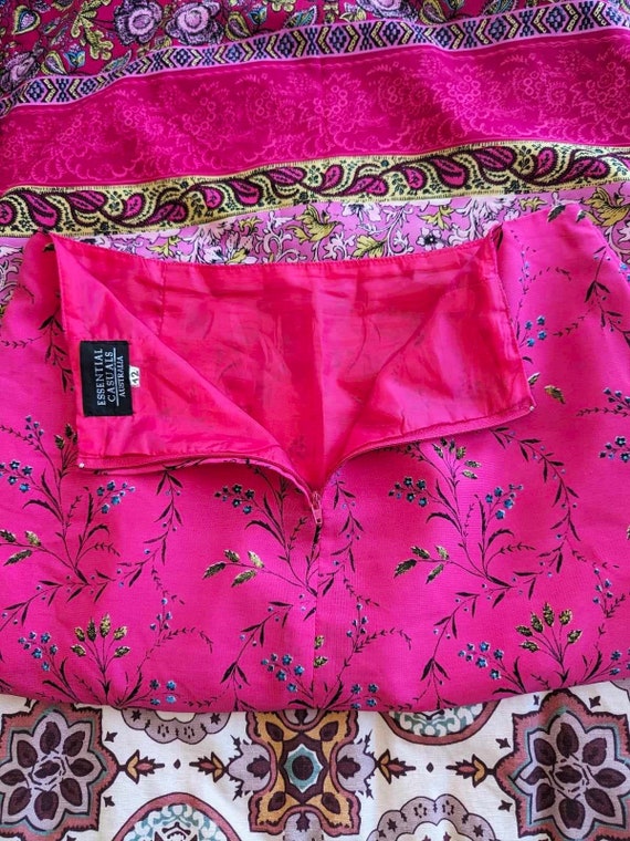 Vintage Hot Pink FLORAL & PAISLEY SKIRT~ Midi/Max… - image 3