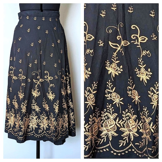 Vintage BLACK WRAP SKIRT *Made in India* 100% Cot… - image 1