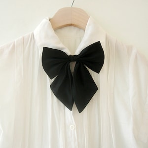 Black big ribbon tie,Black neck tie for woman,wedding,Big ribbon,Ribbontie,Black,Navy,woman necktie,Office Wear, 2 colors