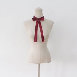 Wine ribbon tie,Wine neck tie for woman,wedding,Wine,Ribbontie,Skiny ribbon tie,woman necktie,Office Wear