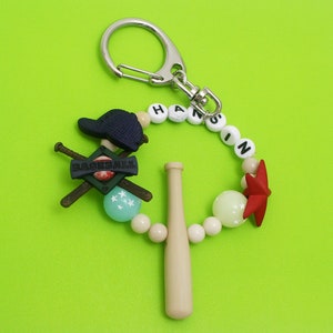 Llavero de béisbol personalizado, llavero personalizado, etiqueta de bolso personalizada, regalo, llavero, dije de bolso con nombre, Día del Padre, regalo del Día del Padre