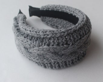 Cable knit headband,4 color Knit Headband Women gray Turban Pretty Girl Hairband Top Knit  soft and flexible Knit wool headband adult