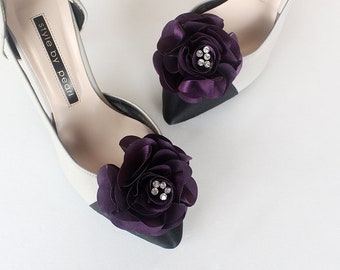 Detachable deep purple Bridal Shoe Clips,Shoe Clips,purple,Wedding Clips, Bridal Shoe Accessories,wedding shoes corsage,Ultraviolet